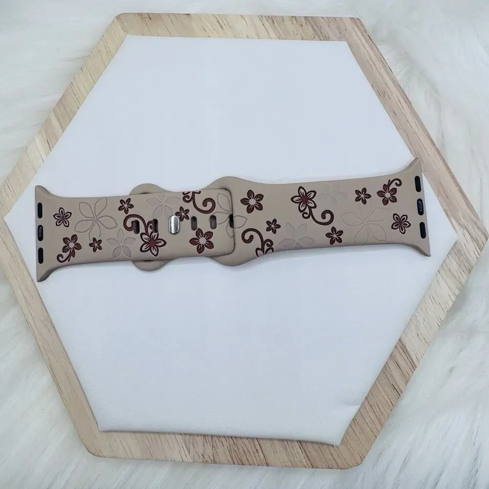 New Floral Watch Band For Apple Watch Series 42mm / 44mm / 45mm /49mm - Latte